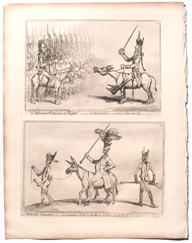 original James Gillray etchings The Tables Turned. Billy in the Devil's Claws. Billy Sending the Devil Packing.

Political Ravishment; or, The Old Lady of Threadneedle Street in Danger

